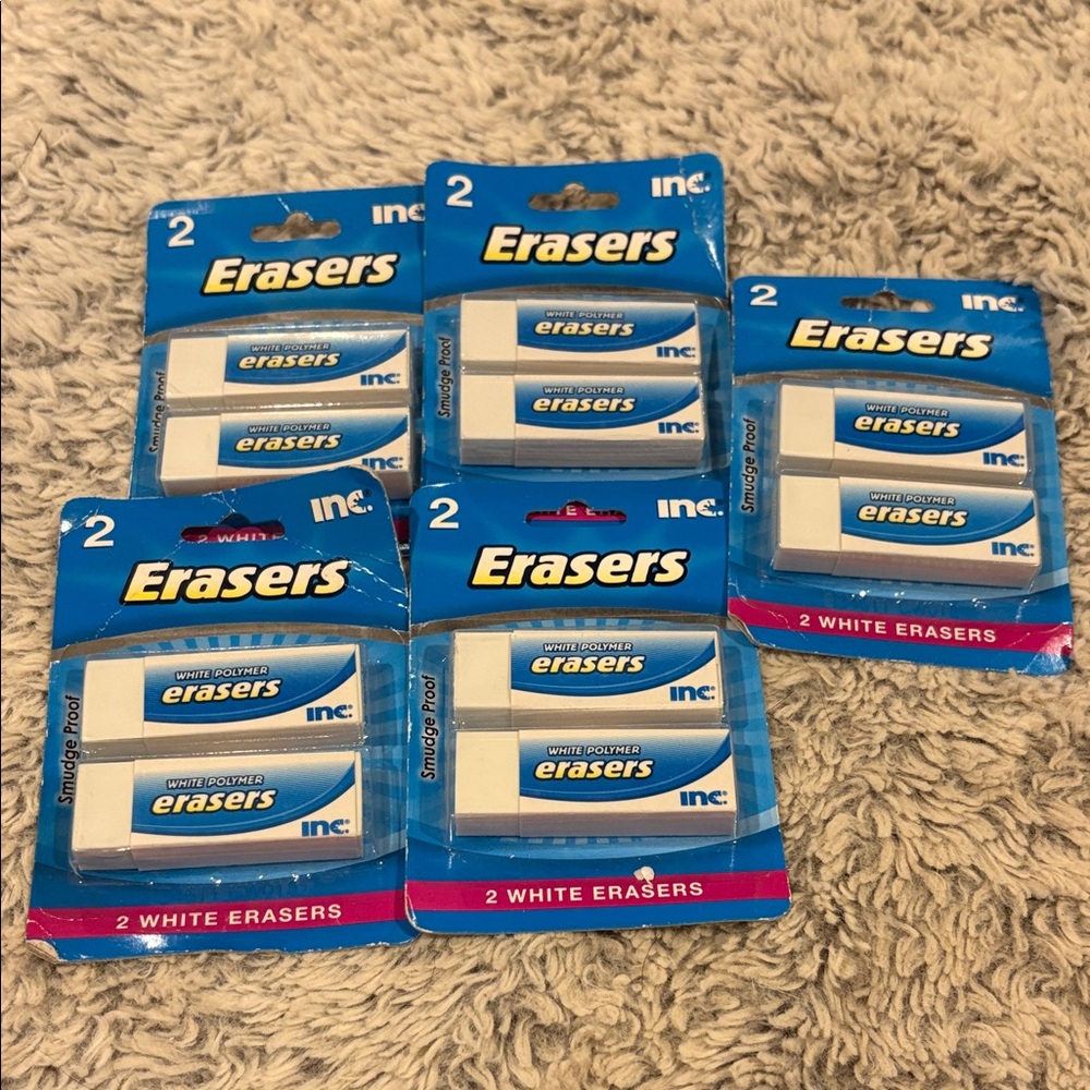 Inc Erasers Unisex OS‎ White NEW 5-Pack Bundle White Polymer Smudge Proof 66046